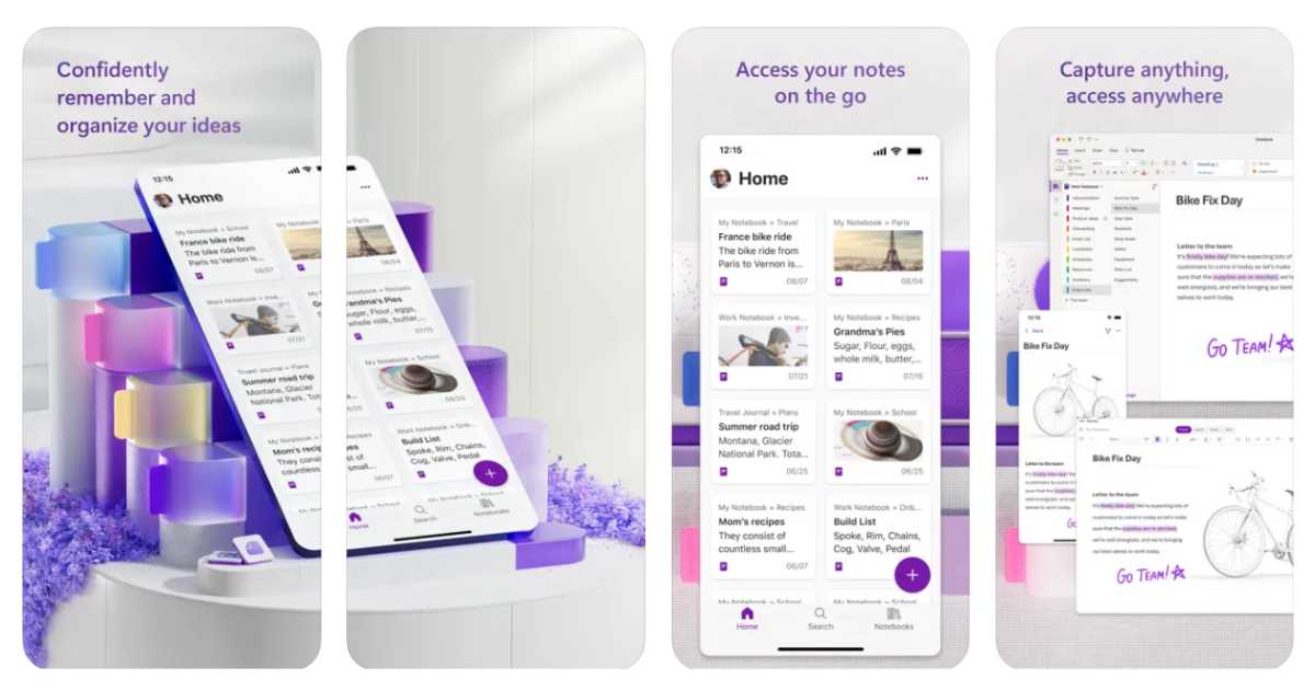 واجهة تطبيق OneNote من مايكروسوفت تعرض دفاتر الملاحظات ومحتواها