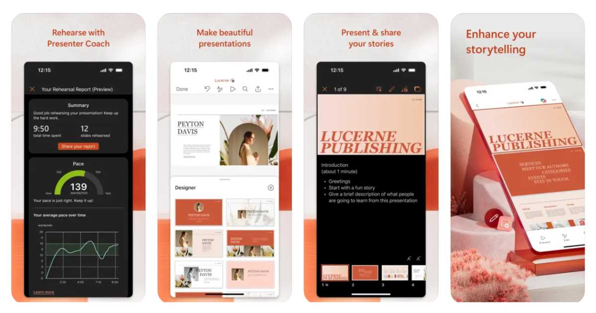عرض لتطبيق PowerPoint من تطبيقات مايكروسوفت للموبايل