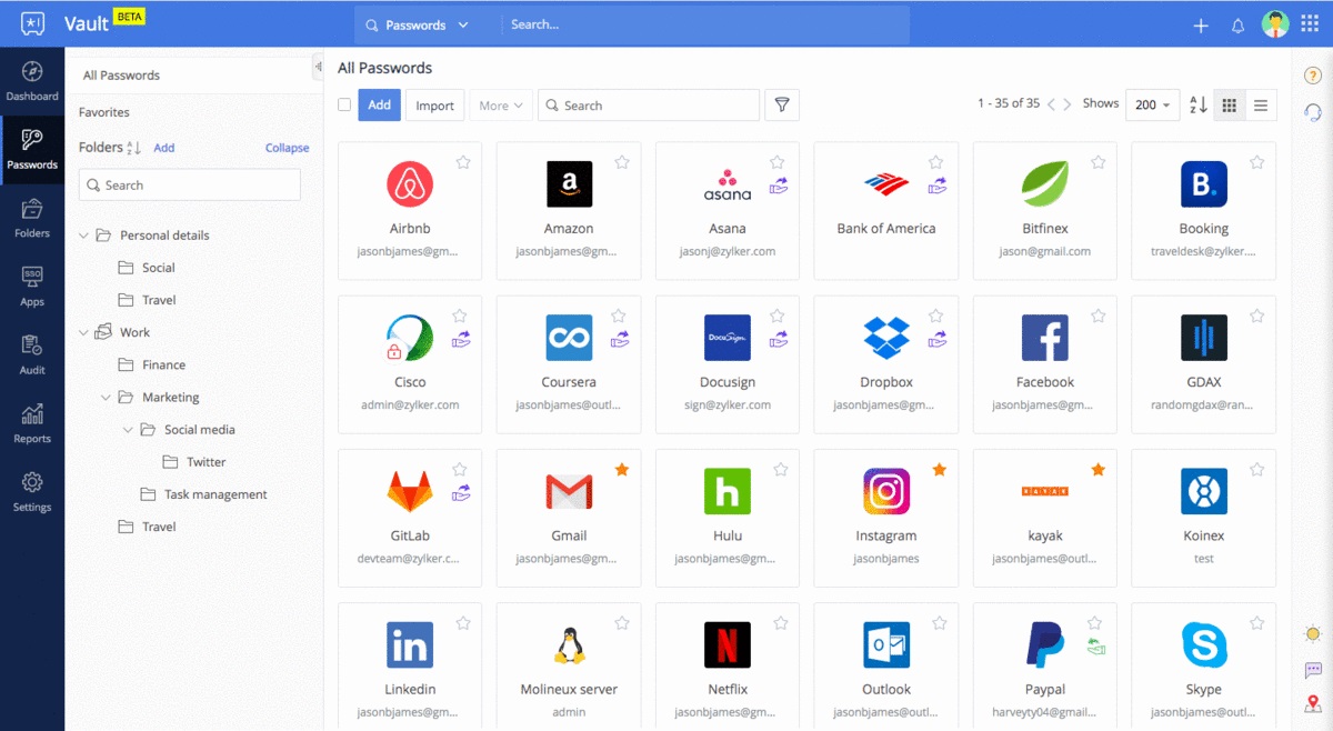 برنامج Zoho Vault