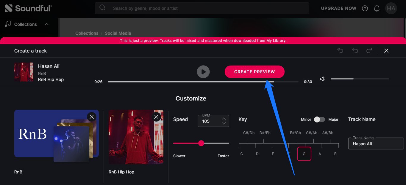 النقر على يار توليد الموسيقى التي حددناها