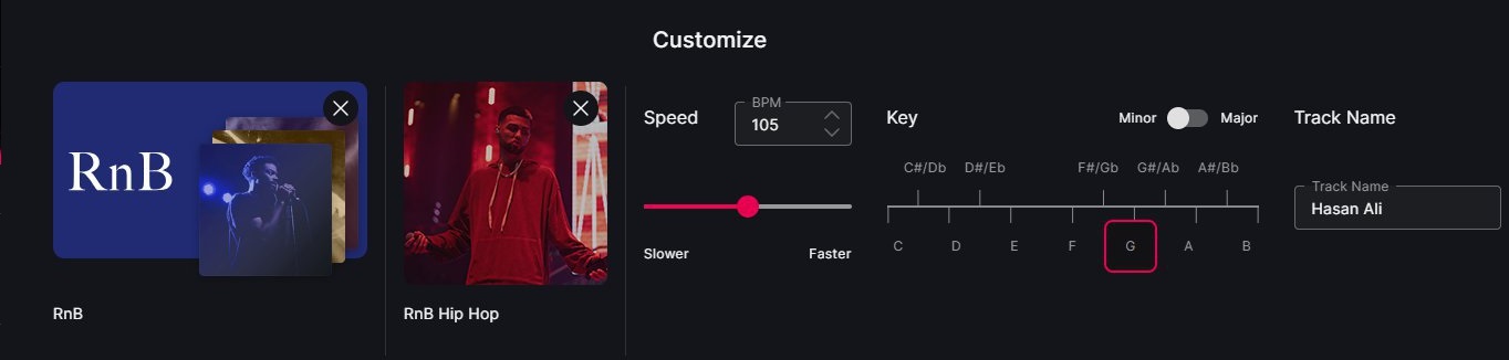 ضبط الإعدادات وتخصيصها للحصول على تيجة دقيقة في موقع Soundful للإنشاء أغنية بالذكاء الاصطناعي
