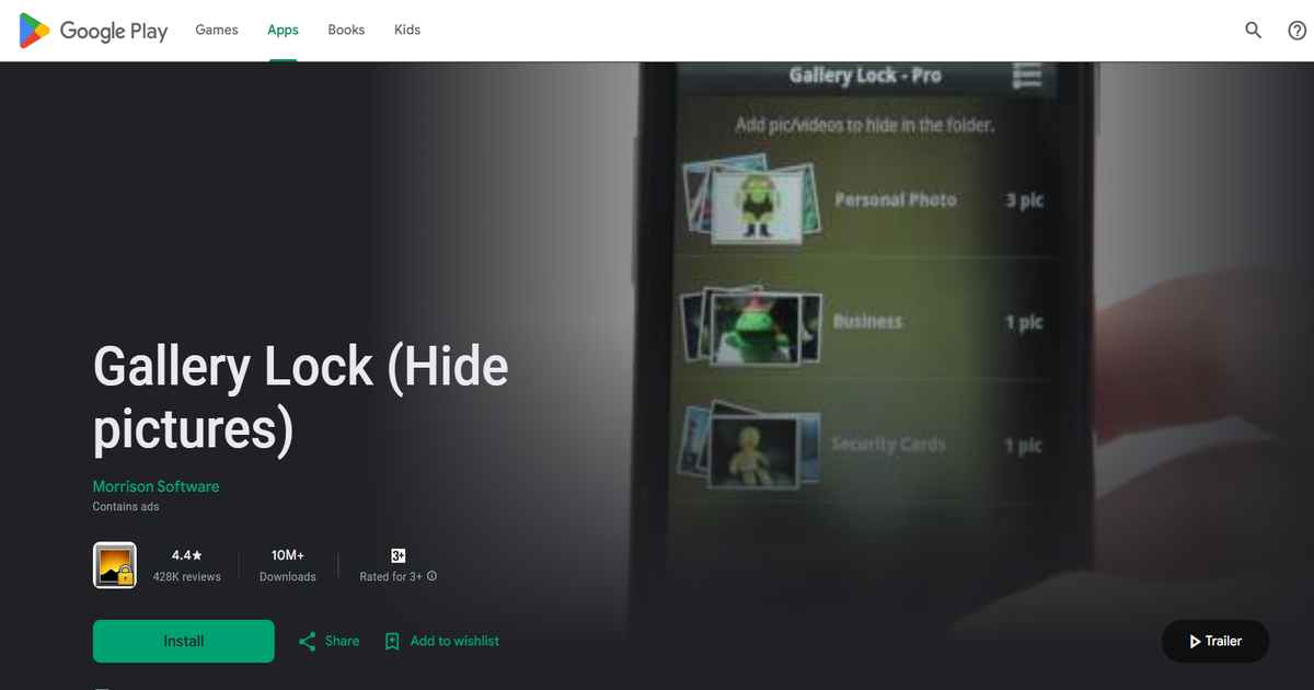 طبيق Gallery Lock لإخفاء الصور والفيديوهات على الهاتف.