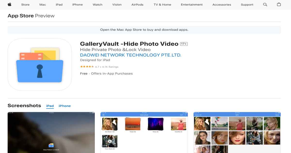 تطبيقGalleryVault لإخفاء الصور والفيديوهات بكلمة مرور.