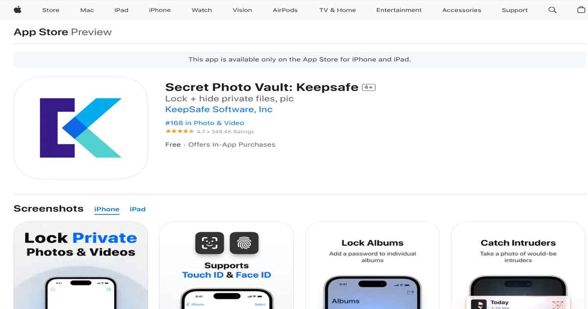 تطبيق لحماية الصور الخاصة باستخدام Touch ID وFace ID.