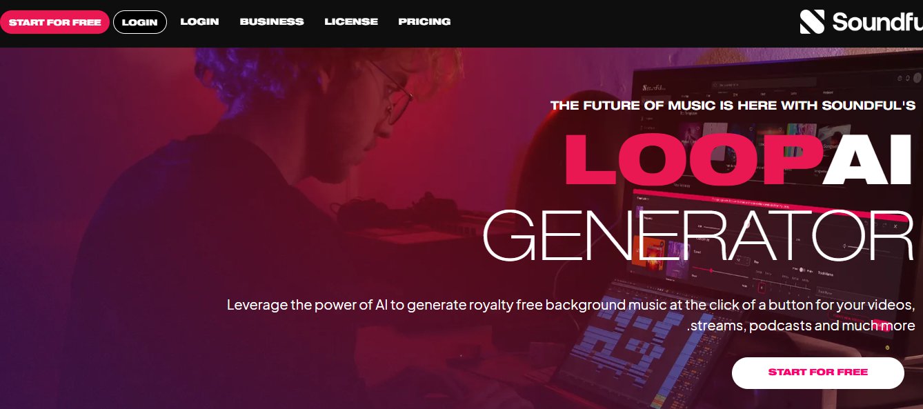 الواجهة الرئيسية لموقع Soundful