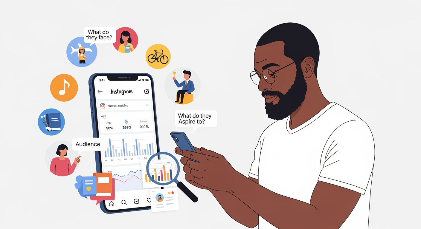 صورة توضح شخص يحدد من هو الجمهور المستهدف في انستجرام