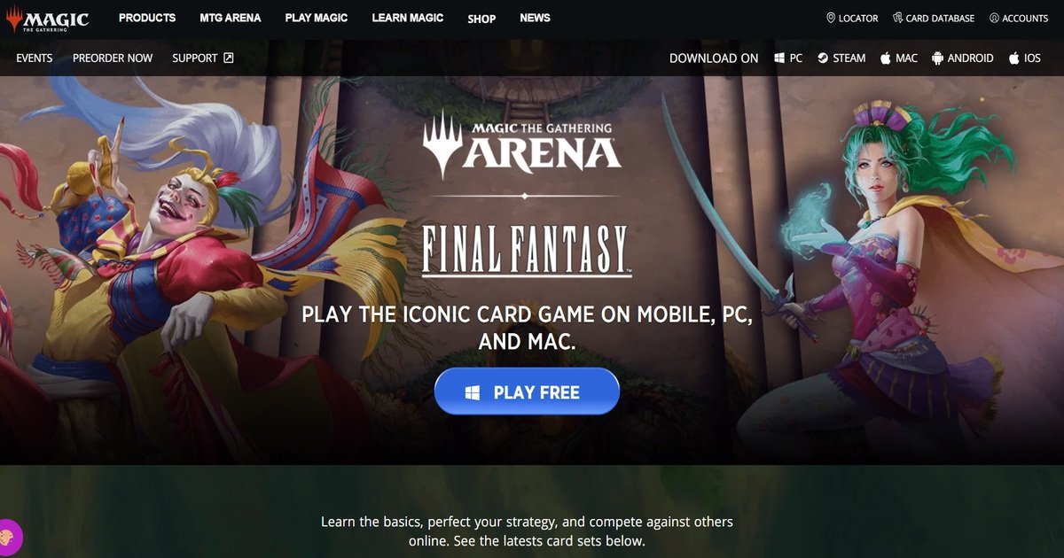 صفحة Magic: The Gathering Arena الرئيسية.