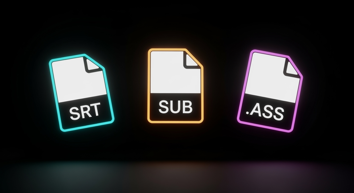 صورة تظهر أنواع ملفات ترجمة الأفلام والمسلسلات