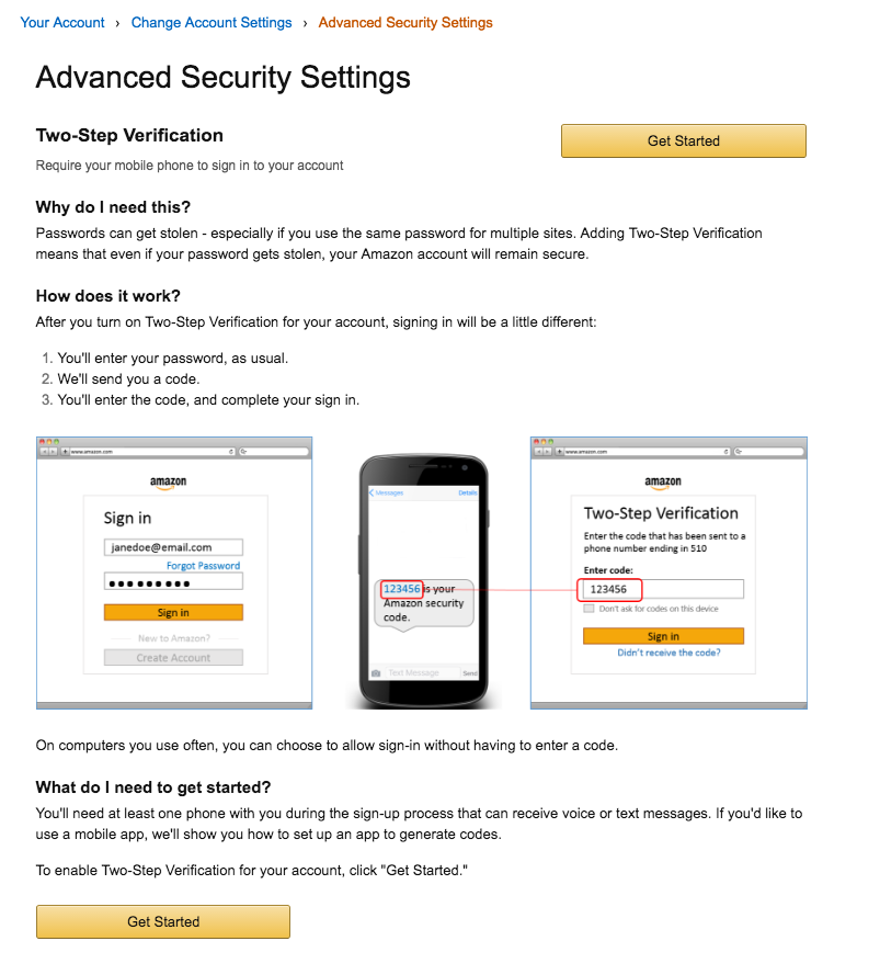 إعداد التحقق بخطوتين (Two-Step Verification) على حسابك في أمازون