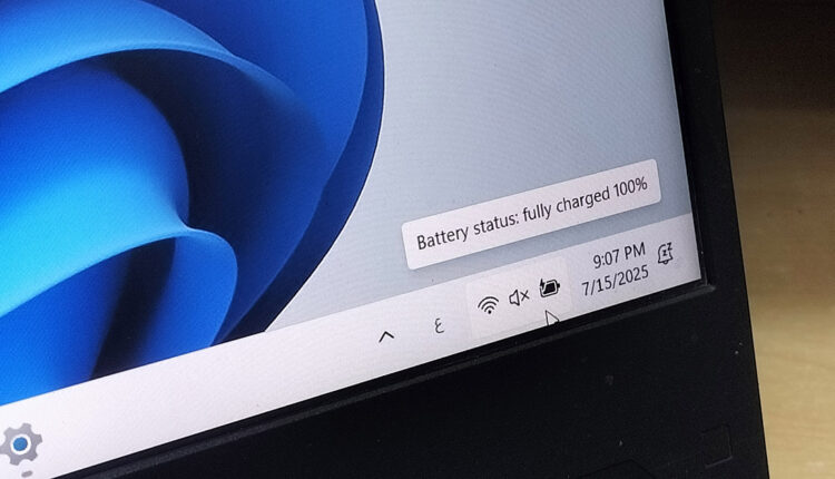 أيقونة البطارية في ويندوز 11