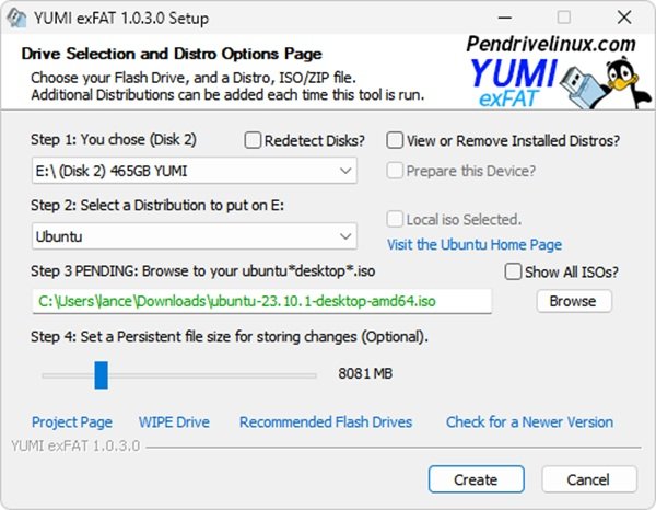 YUMI exFAT إنشاء USB متعدد الإقلاع
