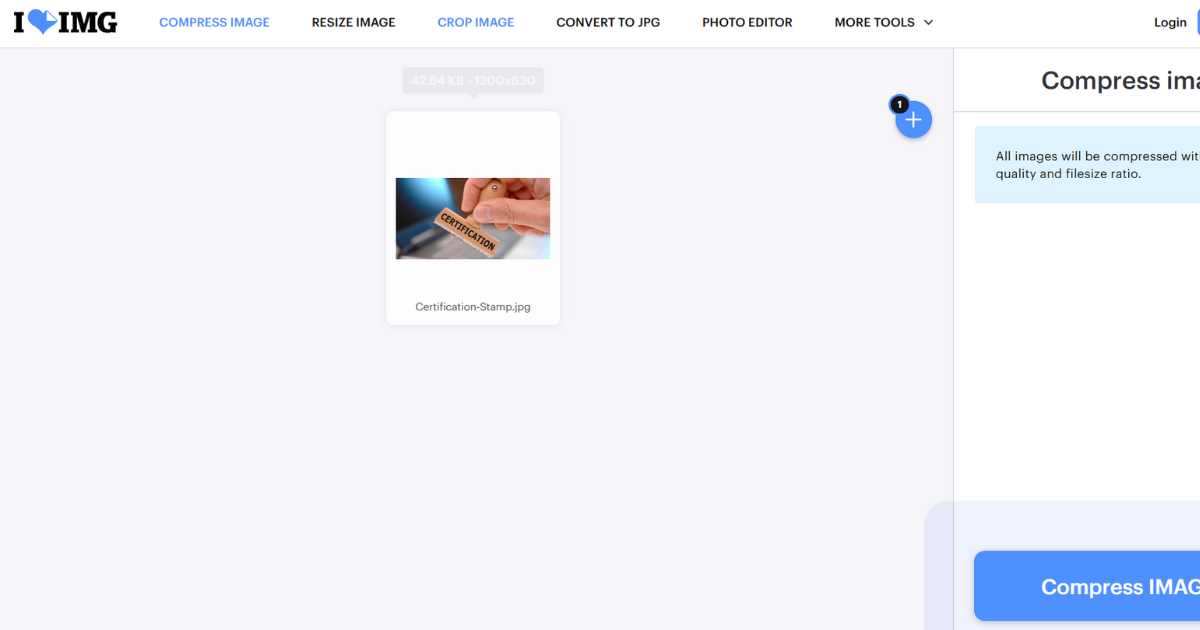 واجهة أداة iLoveIMG لضغط الصور.