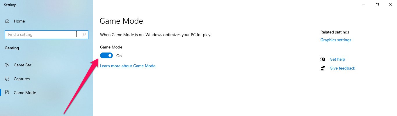 تفعيل وضع الألعاب في ويندوز