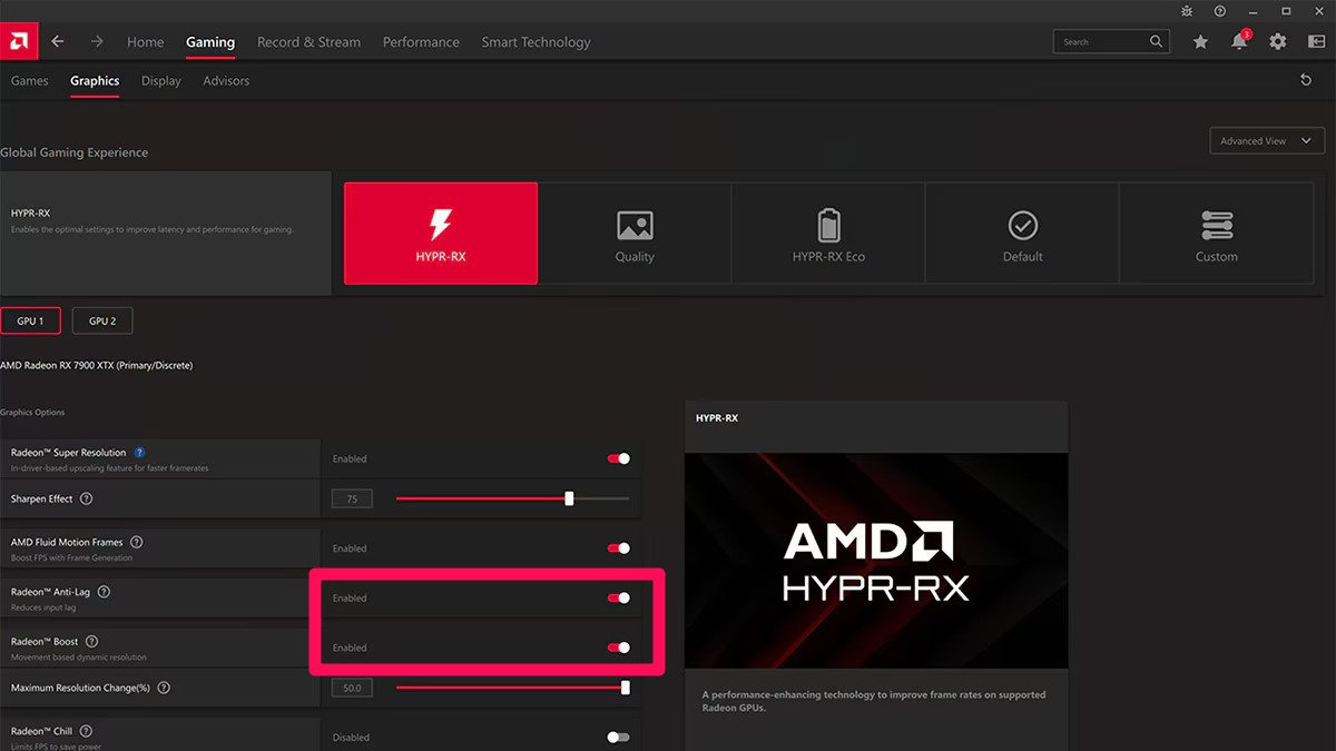 أفضل إعدادات AMD Radeon Software للأداء