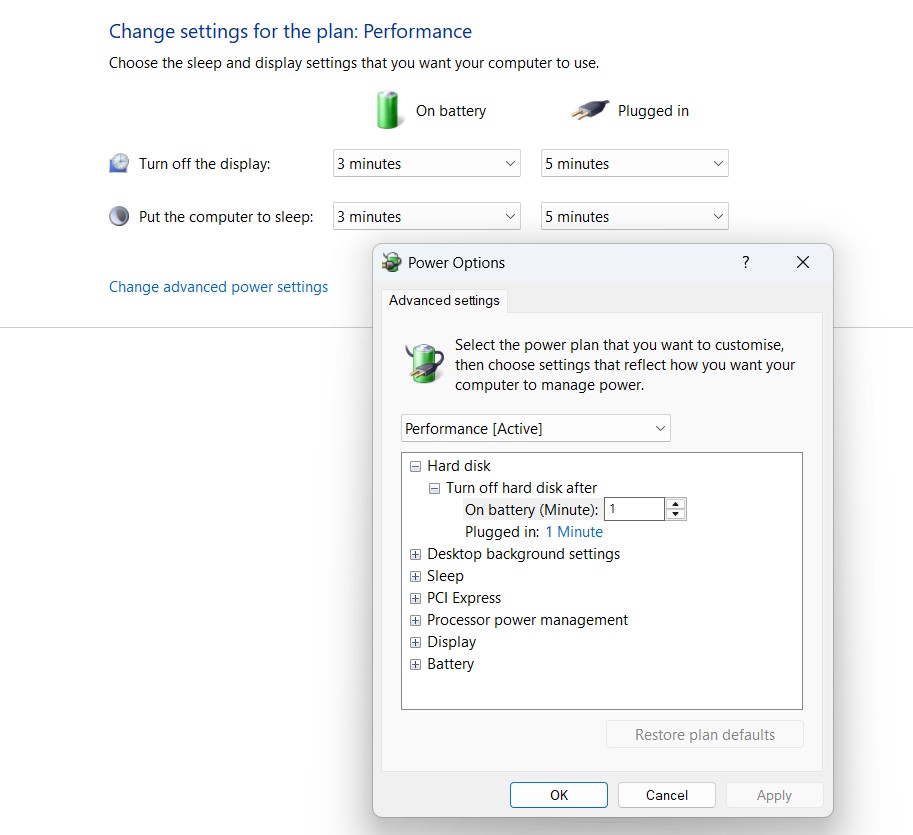 شرح أهم إعدادات الطاقة المتقدمة في ويندوز