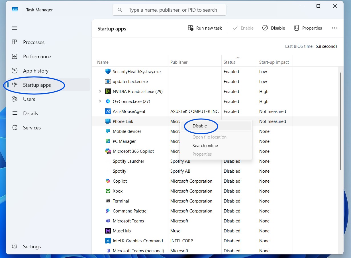 إدارة برامج بدء التشغيل في ويندوز