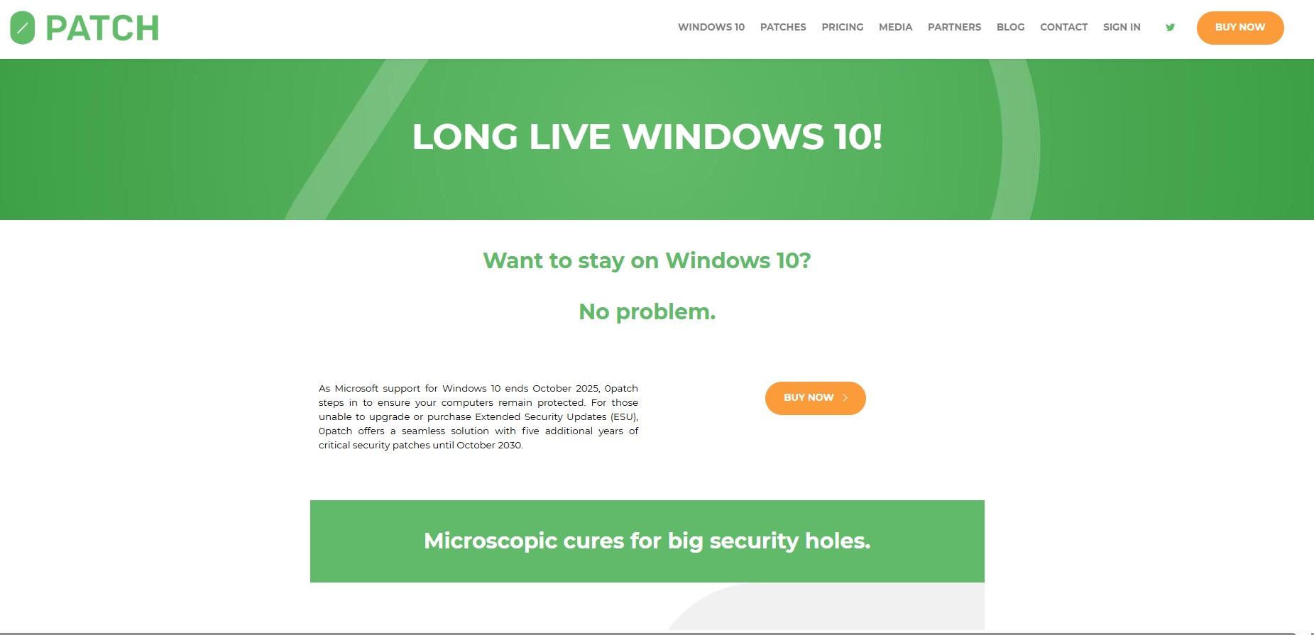 صفحة 0patch لتحميل تحديثات ويندوز 10
