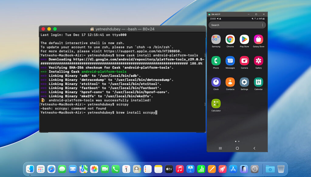 عرض شاشة هاتف اندرويد على ماك